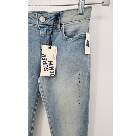 New NWT Gap Kids High Stretch Super Skinny Mid Rise Jeans Light Wash 10 Reg - Picture 3 of 5